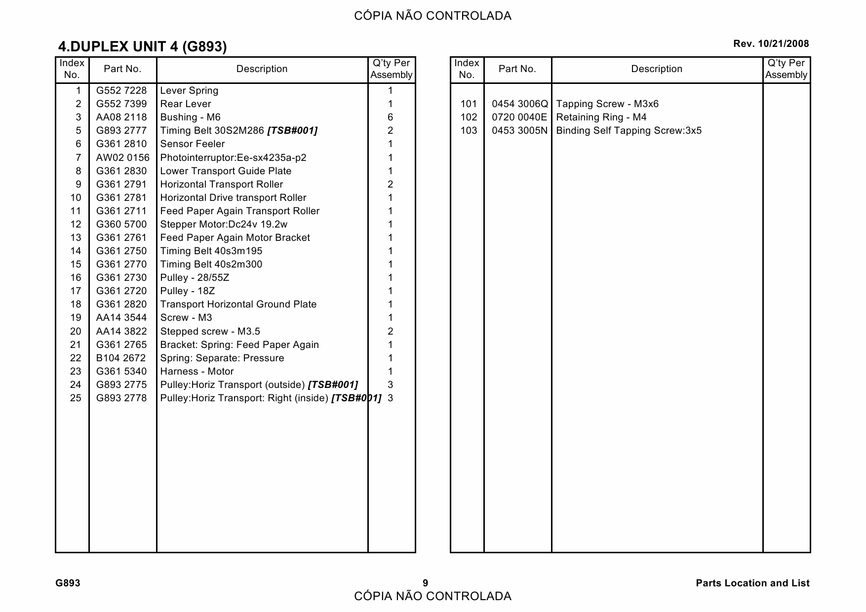 RICOH Options SR90b G893 DUPLEX-UNIT-AD1000 Parts Catalog PDF download-6